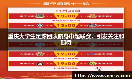 重庆大学生足球团队跻身中超联赛，引发关注和期待