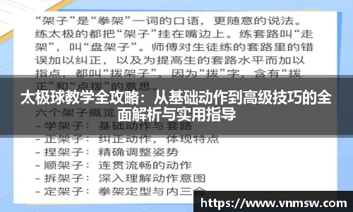 太极球教学全攻略：从基础动作到高级技巧的全面解析与实用指导